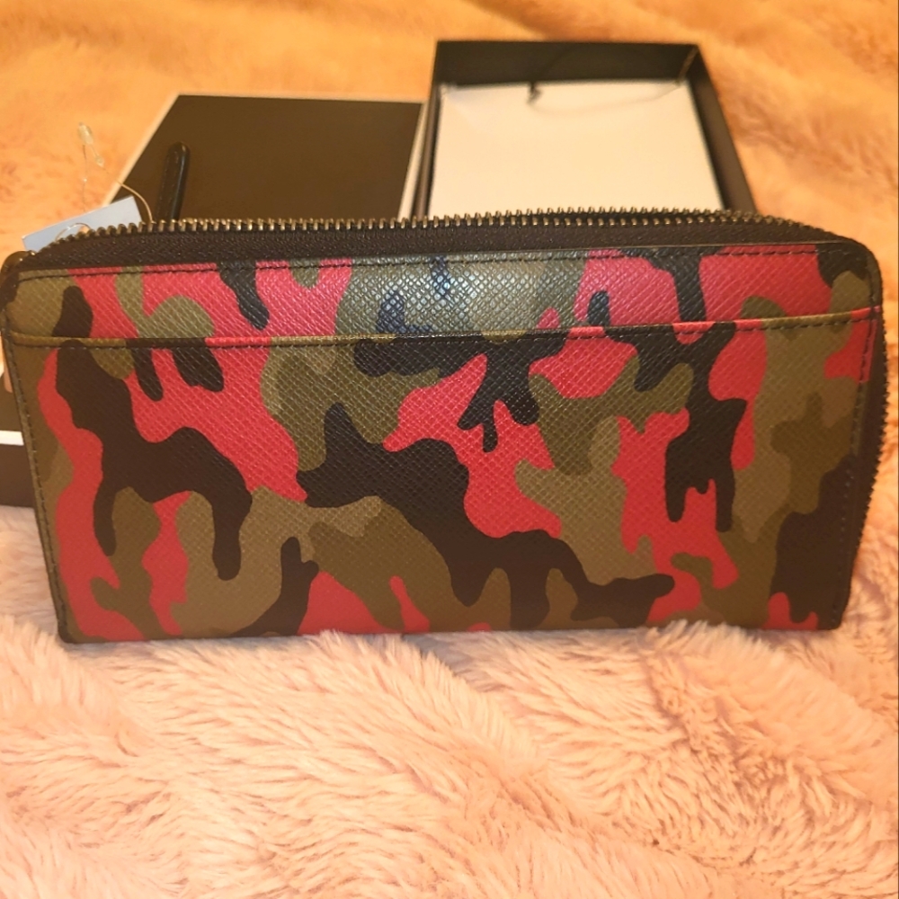 Michael Kors Camo Orange Full Size Women's Wallet NEW w/ TAG& Box Spice Orange🧡